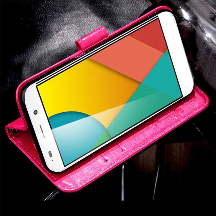 Imprinted Four-leaf Clovers Leather Case for Huawei Honor 4A / Y6 - Rose-12