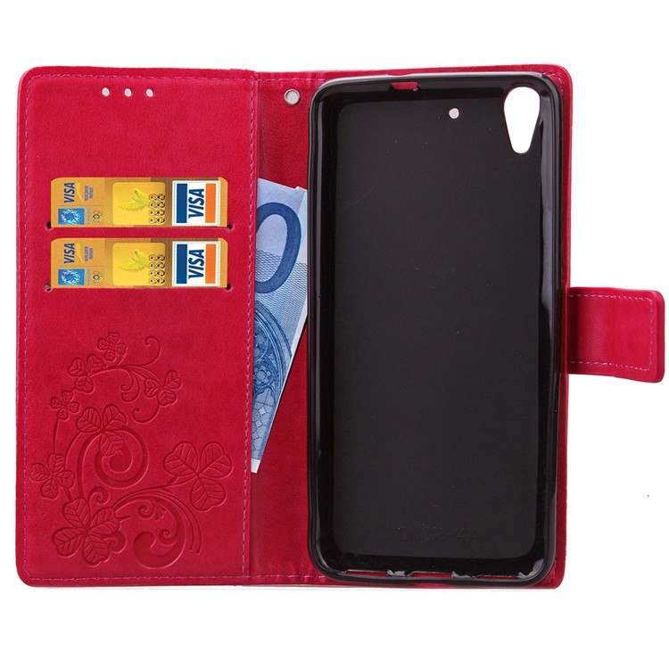 Imprinted Four-leaf Clovers Leather Case for Huawei Honor 4A / Y6 - Rose-5