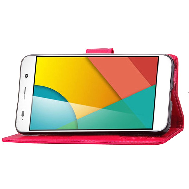Imprinted Four-leaf Clovers Leather Case for Huawei Honor 4A / Y6 - Rose-6