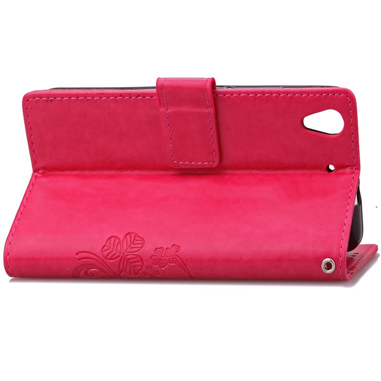 Imprinted Four-leaf Clovers Leather Case for Huawei Honor 4A / Y6 - Rose-7