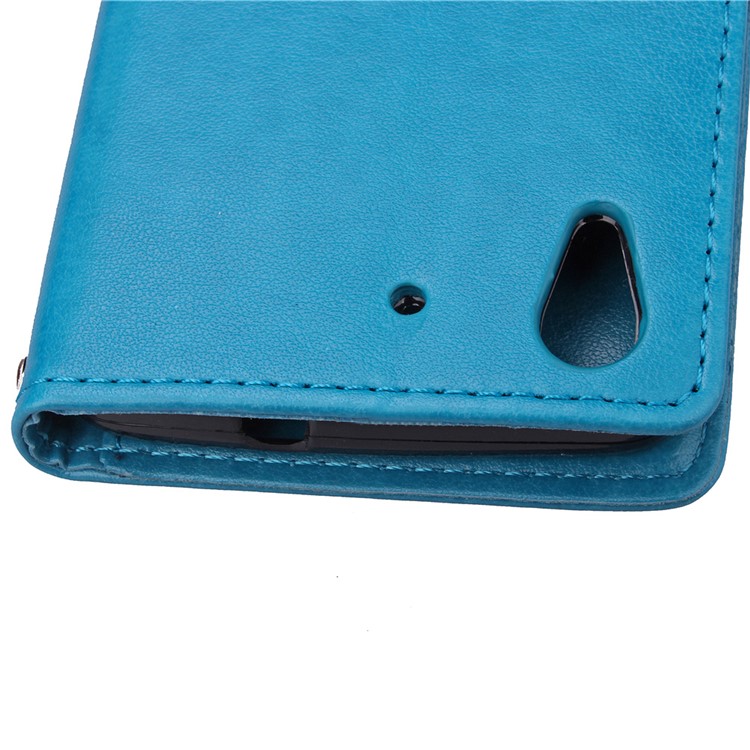 Imprinted Four-leaf Clovers Leather Shell for Huawei Honor 4A / Y6 - Blue-8