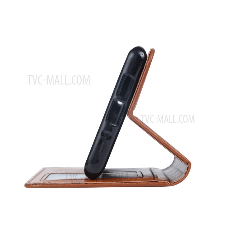 Auto-absorbed PU Leather Wallet Case for Huawei P40 Pro - Brown-7