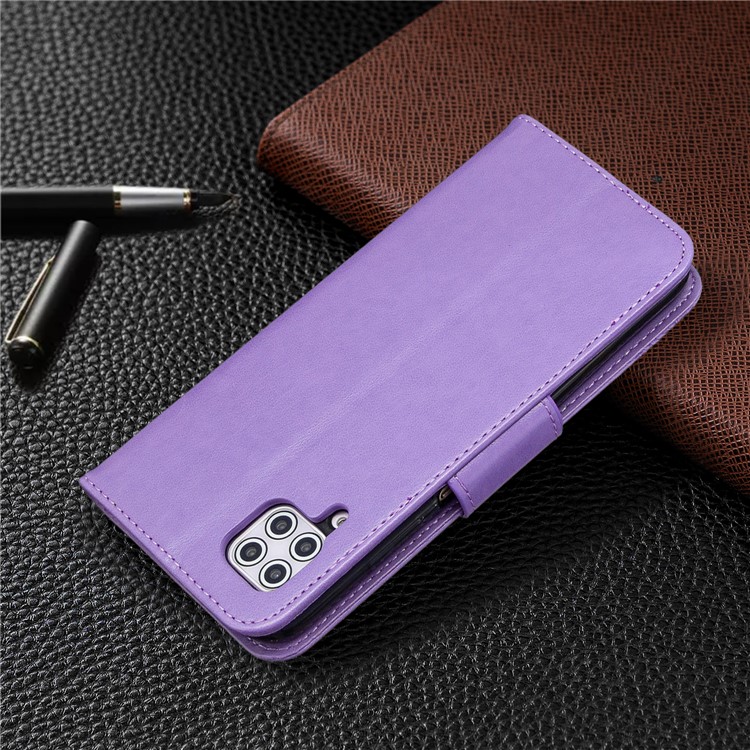 Imprint Butterflies Wallet Stand Flip Leather Phone Shell for Huawei P40 LITE/Nova 6 SE/Nova 7i - Purple-5