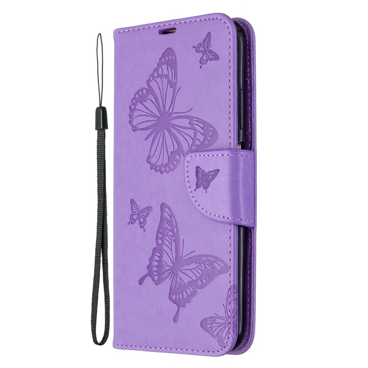 Imprint Butterflies Wallet Stand Flip Leather Phone Shell for Huawei P40 LITE/Nova 6 SE/Nova 7i - Purple-6