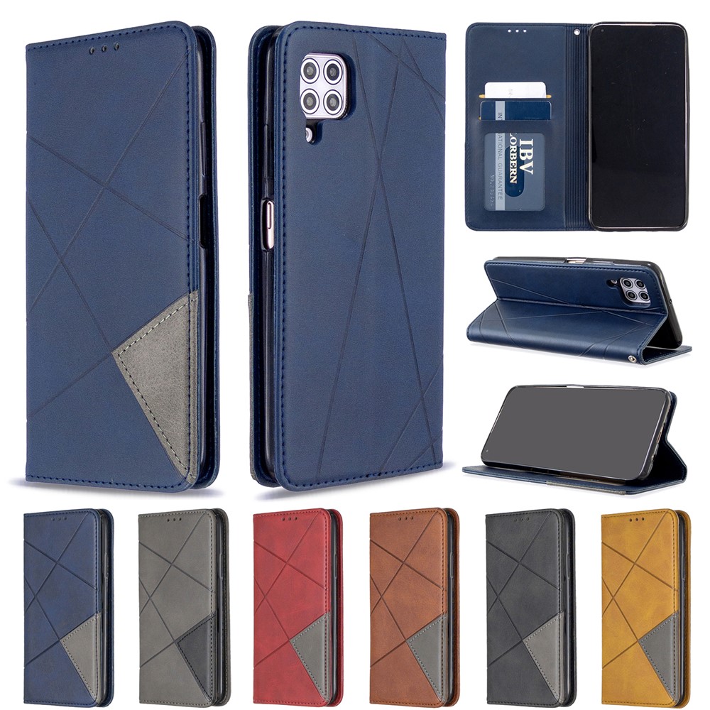 Geometric Style Leather with Card Holder Shell for Huawei P40 lite/nova 6 SE/nova 7i - Blue-10