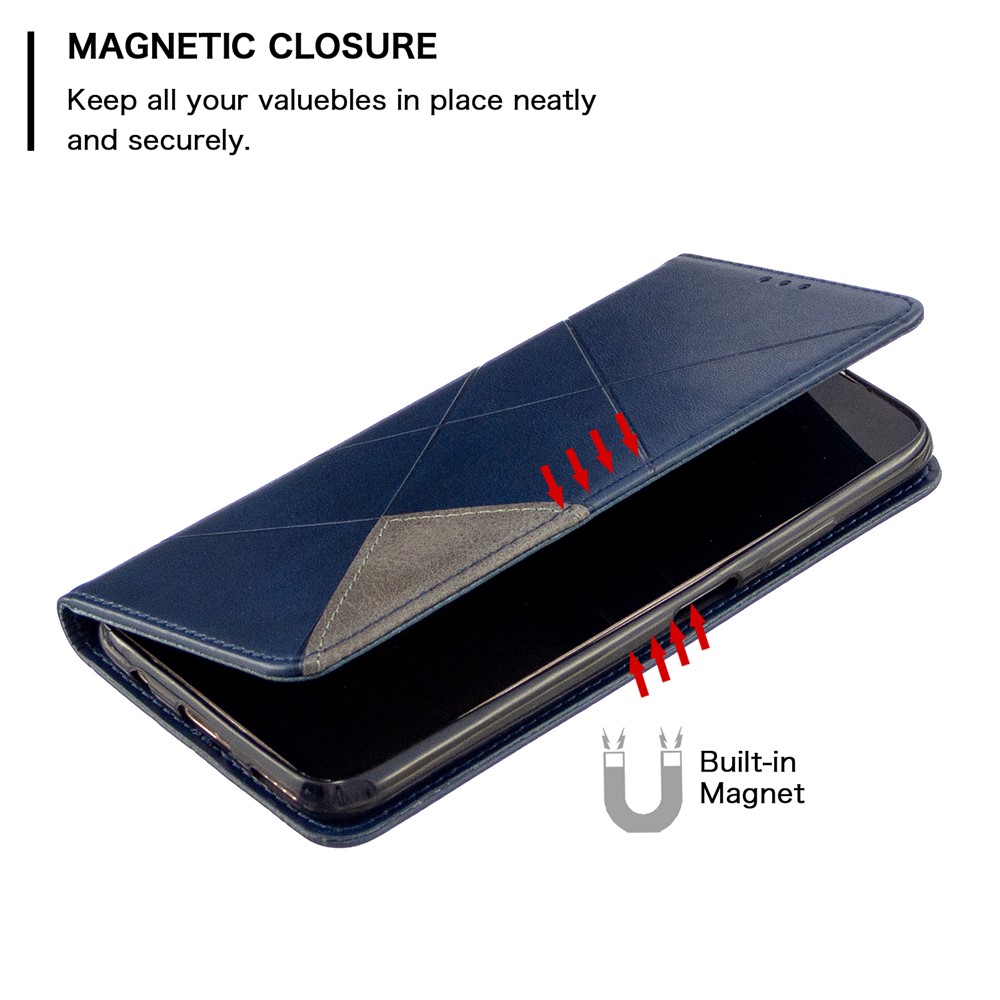 Geometric Style Leather with Card Holder Shell for Huawei P40 lite/nova 6 SE/nova 7i - Blue-3