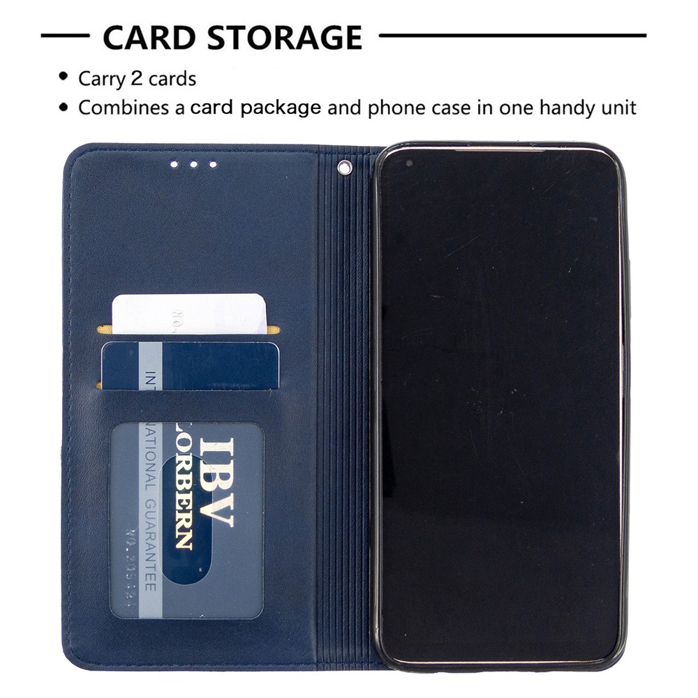 Geometric Style Leather with Card Holder Shell for Huawei P40 lite/nova 6 SE/nova 7i - Blue-4