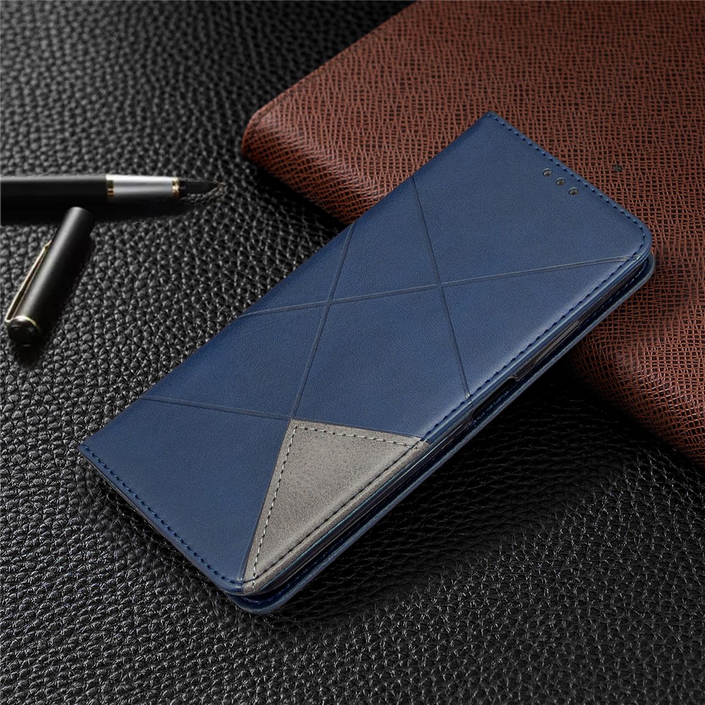 Geometric Style Leather with Card Holder Shell for Huawei P40 lite/nova 6 SE/nova 7i - Blue-5