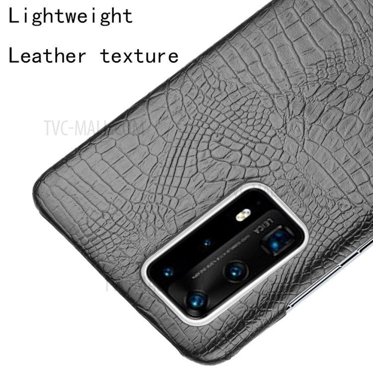 Crocodile Texture PU Leather Coated PC Cell Phone Shell Casing for Huawei P40 Pro+ - Black-4