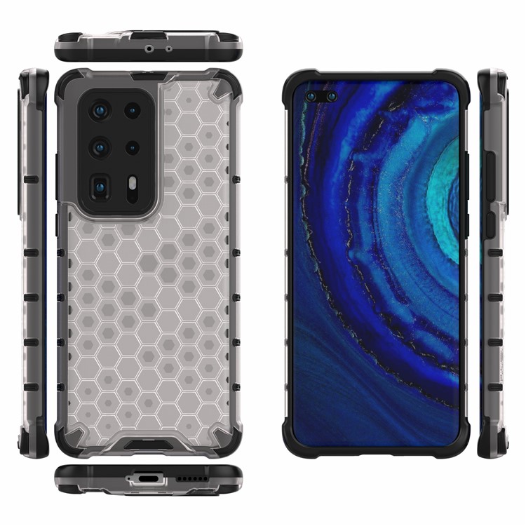 Honeycomb Pattern Shock-proof TPU + PC Hybrid Case for Huawei P40 Pro Plus - White-11