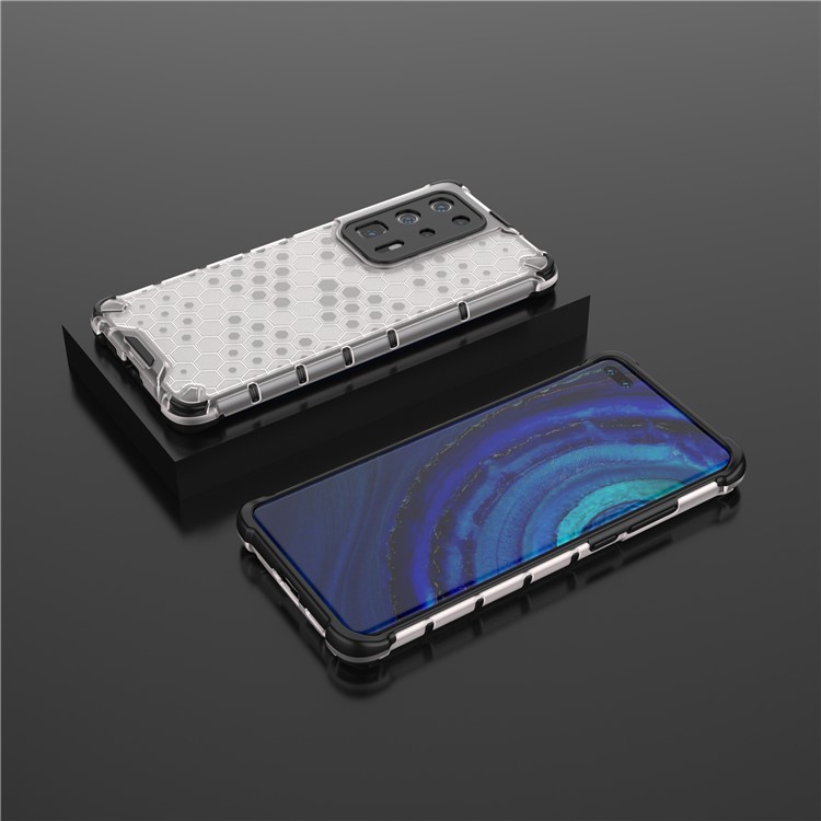 Honeycomb Pattern Shock-proof TPU + PC Hybrid Case for Huawei P40 Pro Plus - White-12