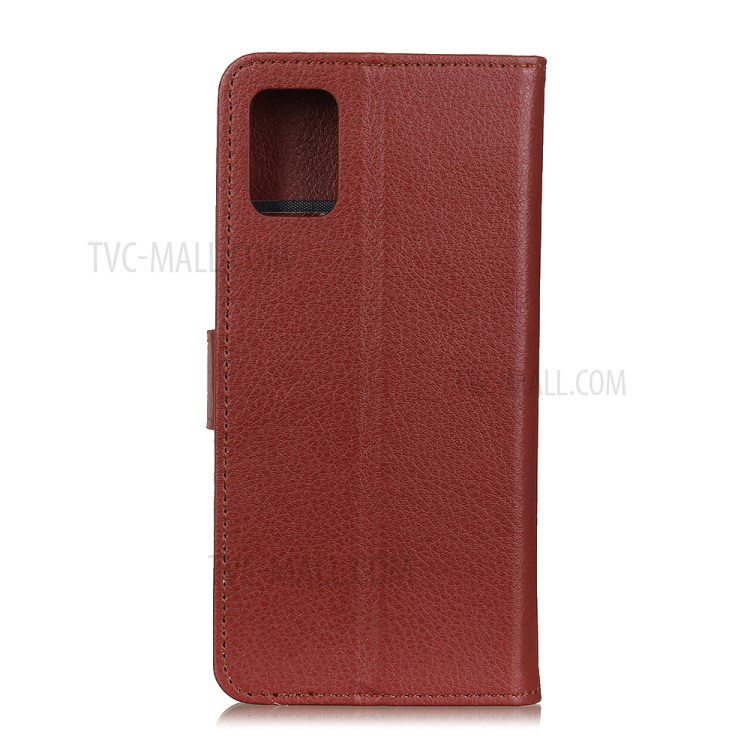 Litchi Skin Wallet Leather Stand Case for Huawei nova 7 5G - Brown-2