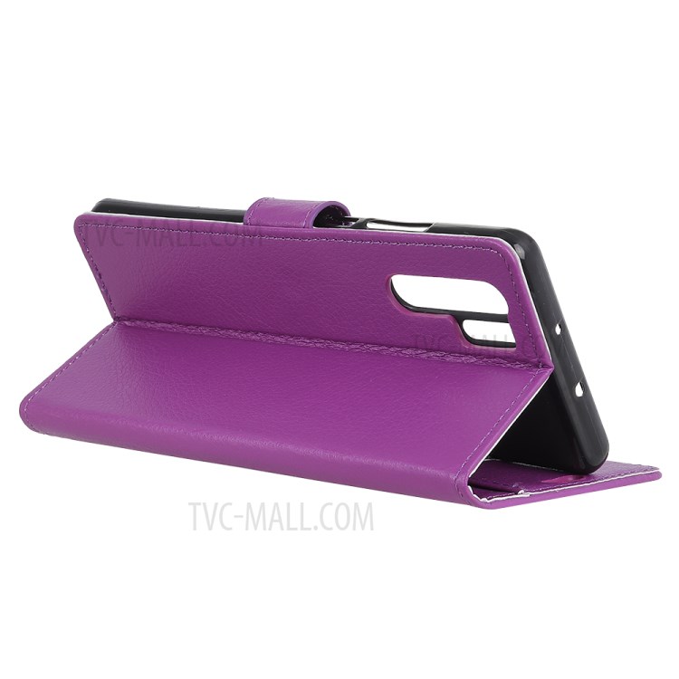 Classics Litchi Skin Leather Shell Stand Wallet Case for Huawei nova 7 SE - Purple-11