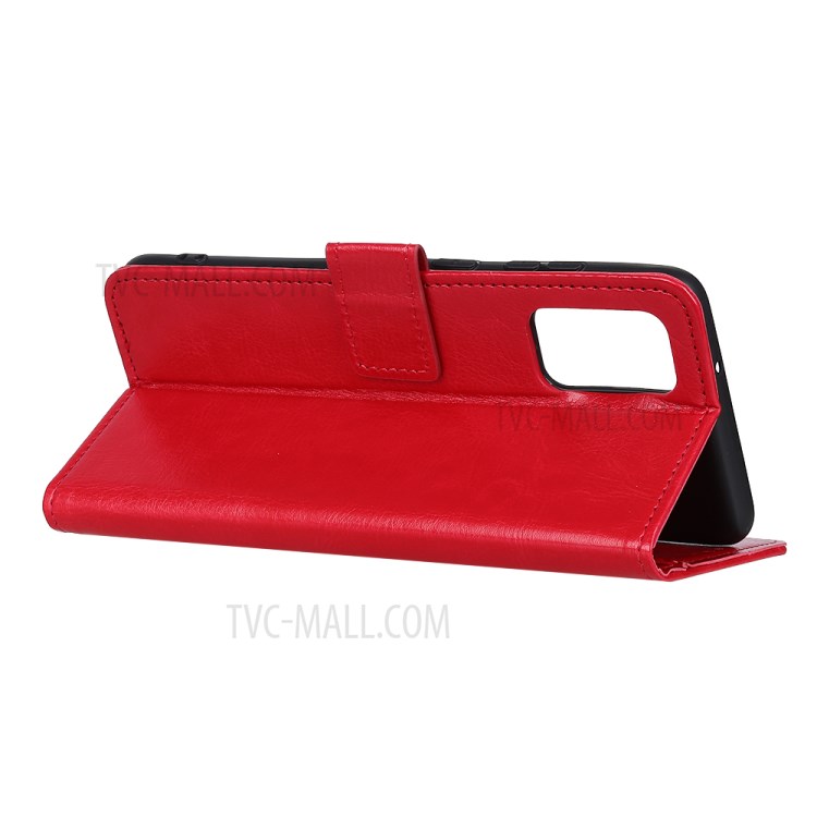 Crazy Horse Wallet Magnetic Flip Leather Cover for Honor 30 - Red-3