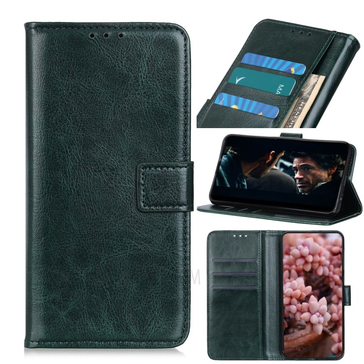 Crazy Horse Wallet Magnetic Leather Case Flip Phone Cover for Honor 30 Pro/Honor 30 Pro+/Plus - Green-1
