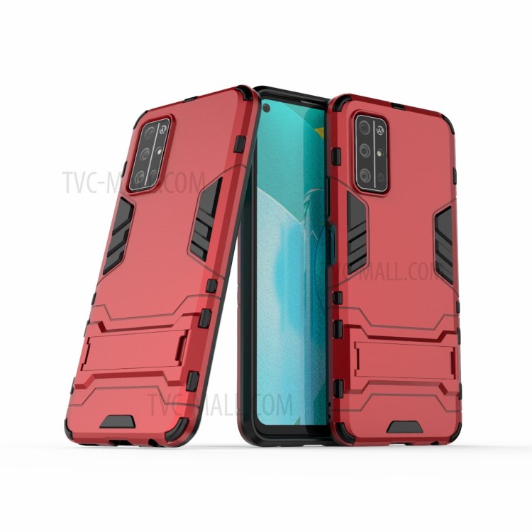 2 in 1 PC + TPU Kickstand Mobile Phone Shell for Huawei Honor 30S - Red-1