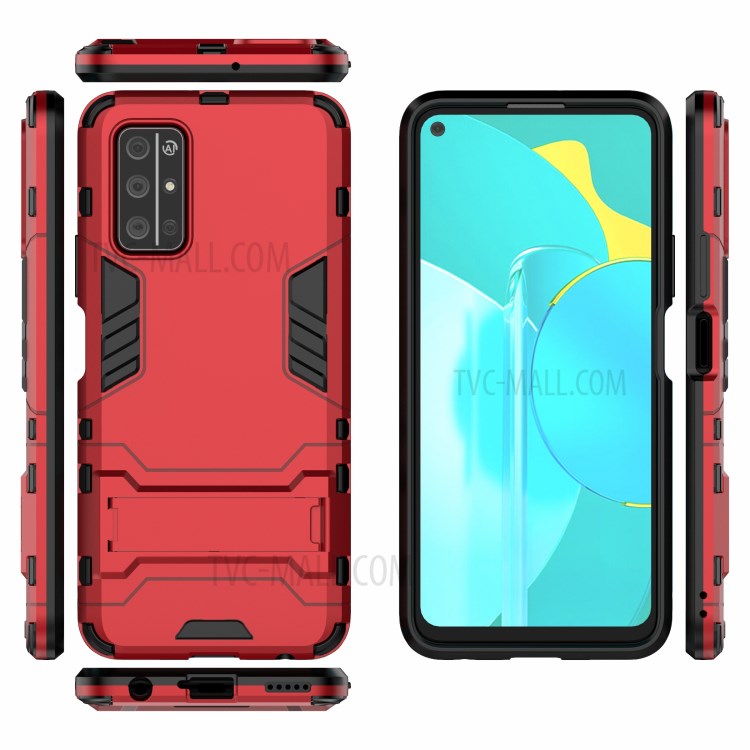 2 in 1 PC + TPU Kickstand Mobile Phone Shell for Huawei Honor 30S - Red-3