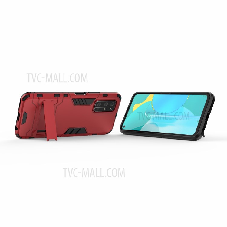 2 in 1 PC + TPU Kickstand Mobile Phone Shell for Huawei Honor 30S - Red-4