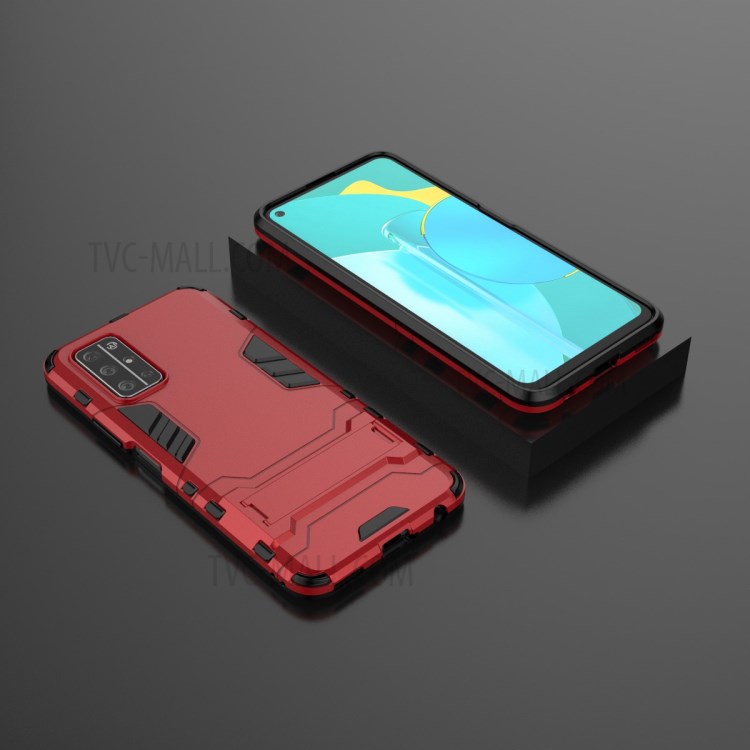 2 in 1 PC + TPU Kickstand Mobile Phone Shell for Huawei Honor 30S - Red-5