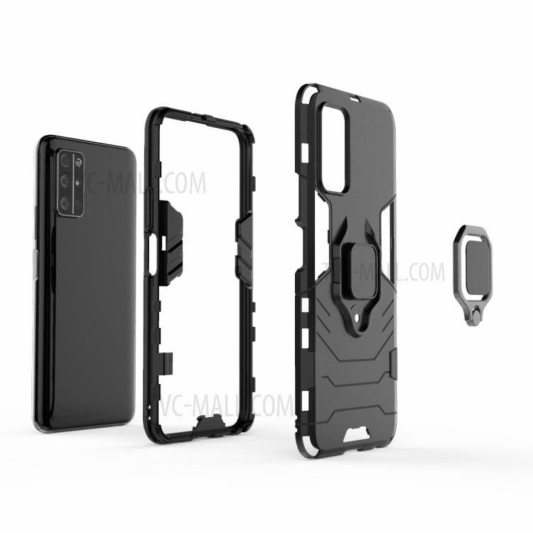 Ring Holder Kickstand Hybrid PC + TPU Protection Case for Huawei Honor 30S - Black-3