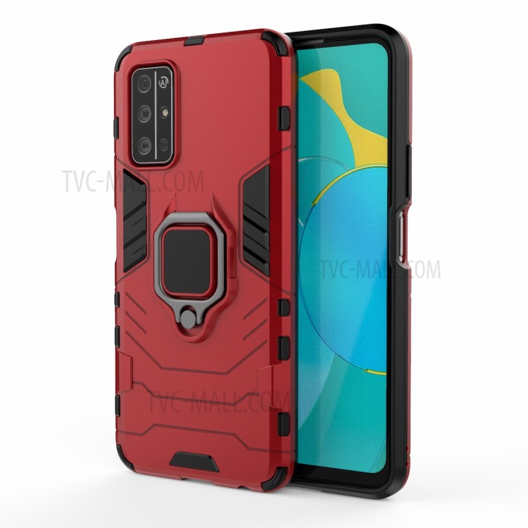 Ringhalter Ständer Hybrid-PC + TPU Schutzfall Für Huawei Ehre 30S - Rot-2