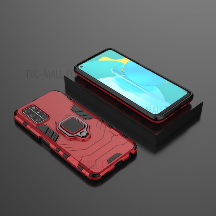 Ringhalter Ständer Hybrid-PC + TPU Schutzfall Für Huawei Ehre 30S - Rot-5