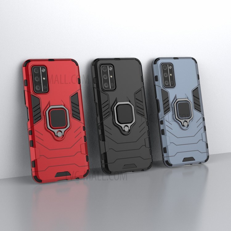 Ringhalter Ständer Hybrid-PC + TPU Schutzfall Für Huawei Ehre 30S - Rot-6