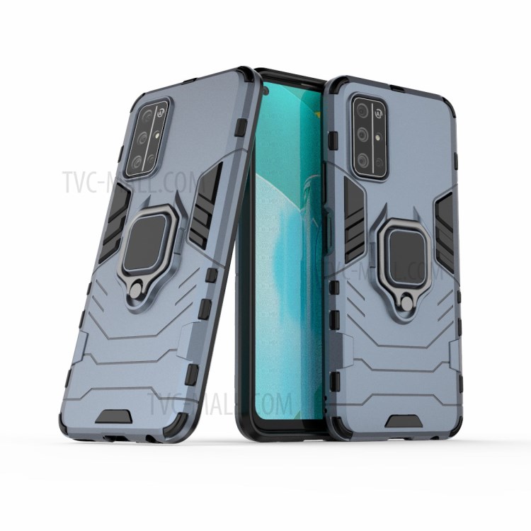 Ring Holder Kickstand Hybrid PC + TPU Protection Case for Huawei Honor 30S - Blue-1