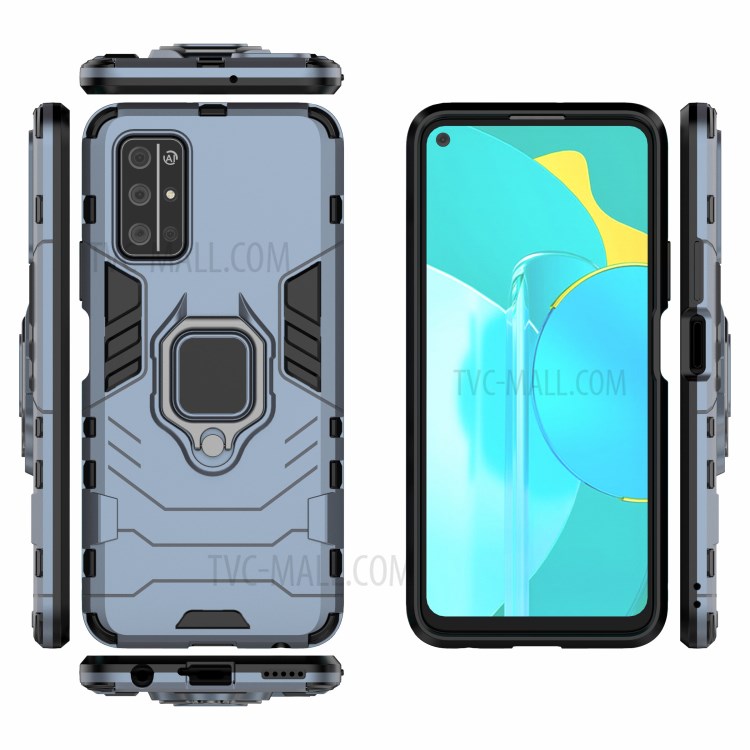 Ring Holder Kickstand Hybrid PC + TPU Protection Case for Huawei Honor 30S - Blue-3
