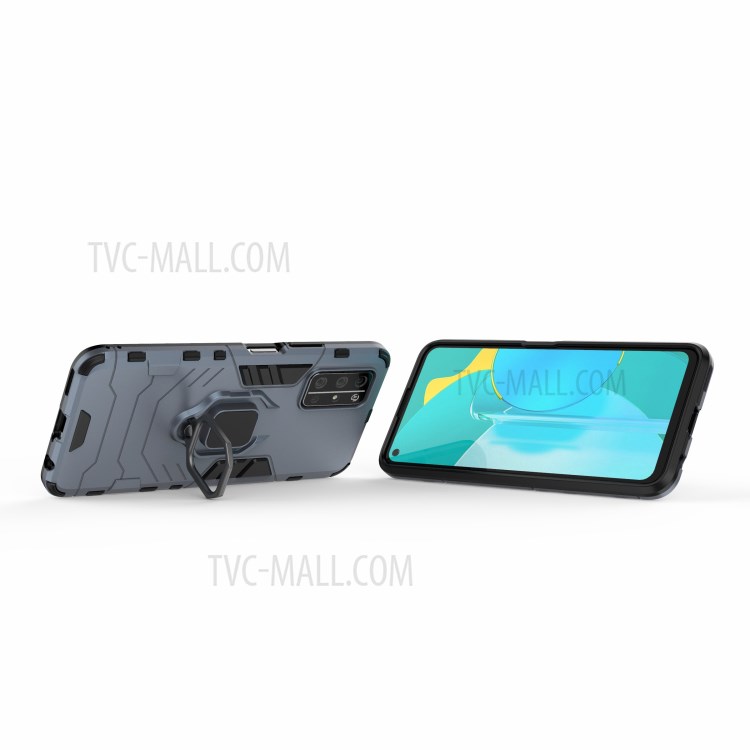 Ring Holder Kickstand Hybrid PC + TPU Protection Case for Huawei Honor 30S - Blue-4