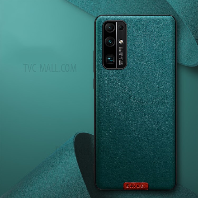 Solid Color PU Leather Coated TPU PC Combo Back Case for Honor 30 - Green-1