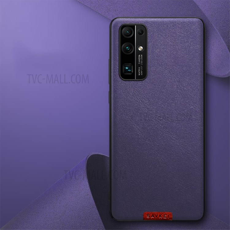 Solid Color PU Leather Coated TPU PC Combo Back Case for Honor 30 - Purple-1