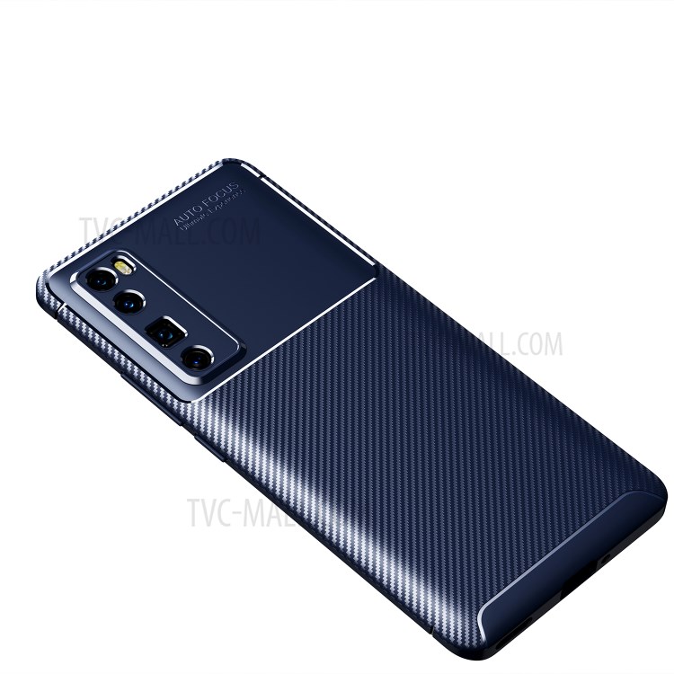 Carbon Fiber Drop-proof Soft TPU Protector Cover for Huawei nova 7 Pro 5G - Blue-1