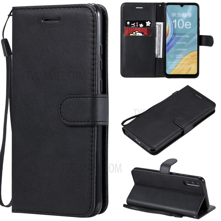 Wallet Stand Flip Leather Phone Cover for Huawei Enjoy 10e - Black-1