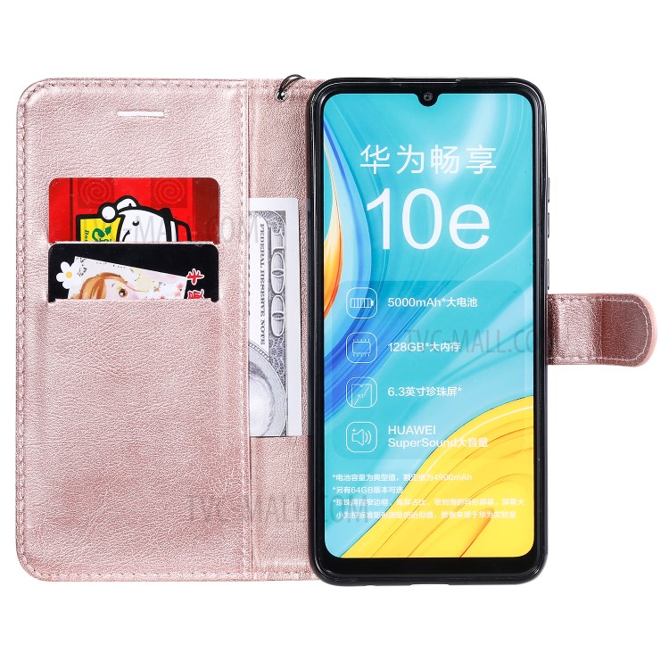Wallet Stand Flip Leather Phone Cover for Huawei Enjoy 10e - Rose Gold-4