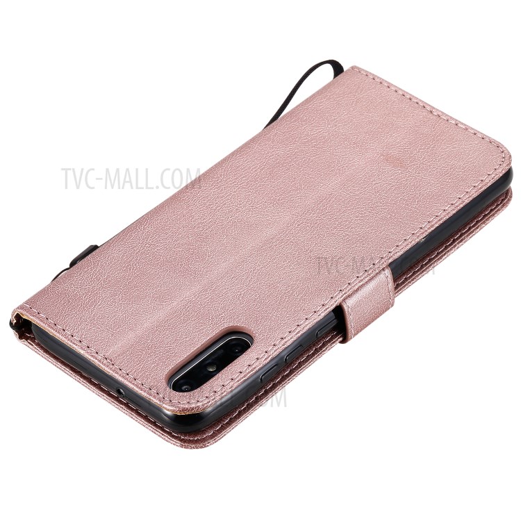 Wallet Stand Flip Leather Phone Cover for Huawei Enjoy 10e - Rose Gold-6