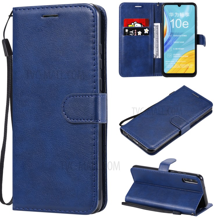 Wallet Stand Flip Leather Phone Cover for Huawei Enjoy 10e - Blue-1