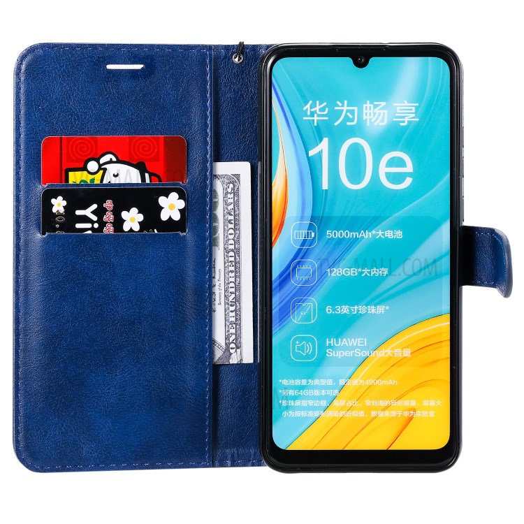 Wallet Stand Flip Leather Phone Cover for Huawei Enjoy 10e - Blue-4