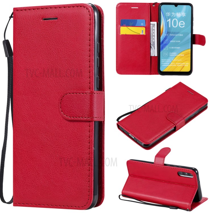 Wallet Stand Flip Leather Phone Cover for Huawei Enjoy 10e - Red-1
