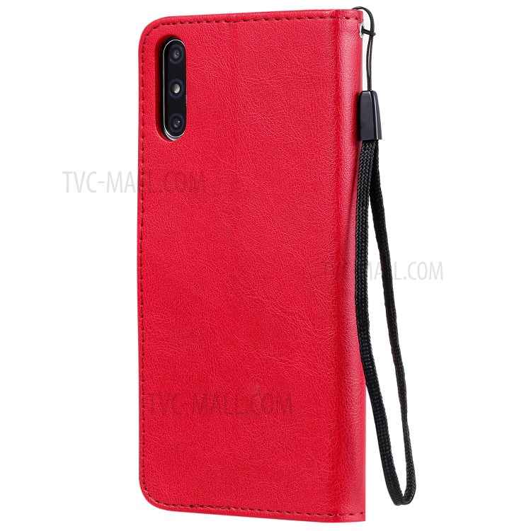 Wallet Stand Flip Leather Phone Cover for Huawei Enjoy 10e - Red-3