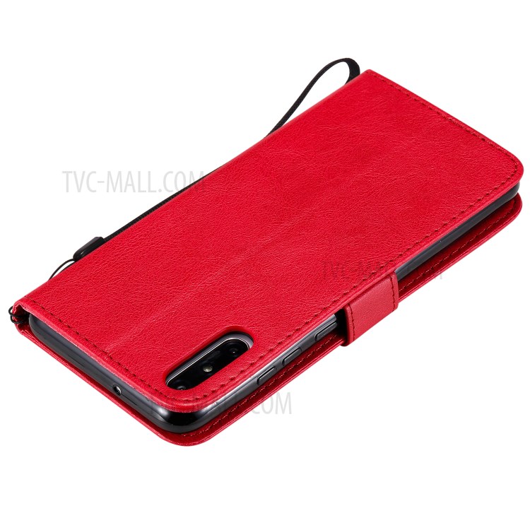 Wallet Stand Flip Leather Phone Cover for Huawei Enjoy 10e - Red-6