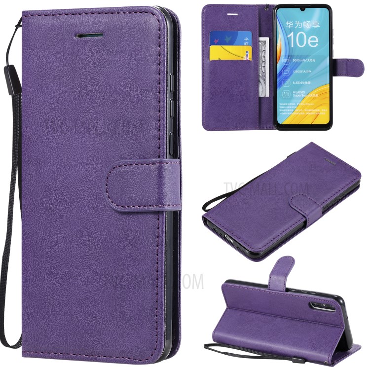 Wallet Stand Flip Leather Phone Cover for Huawei Enjoy 10e - Purple-1