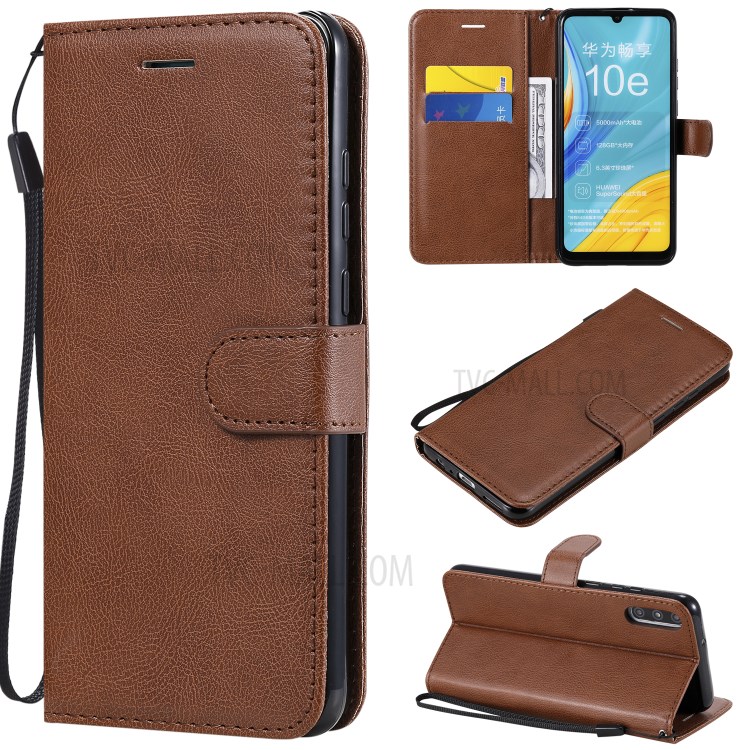 Wallet Stand Flip Leather Phone Cover for Huawei Enjoy 10e - Brown-1