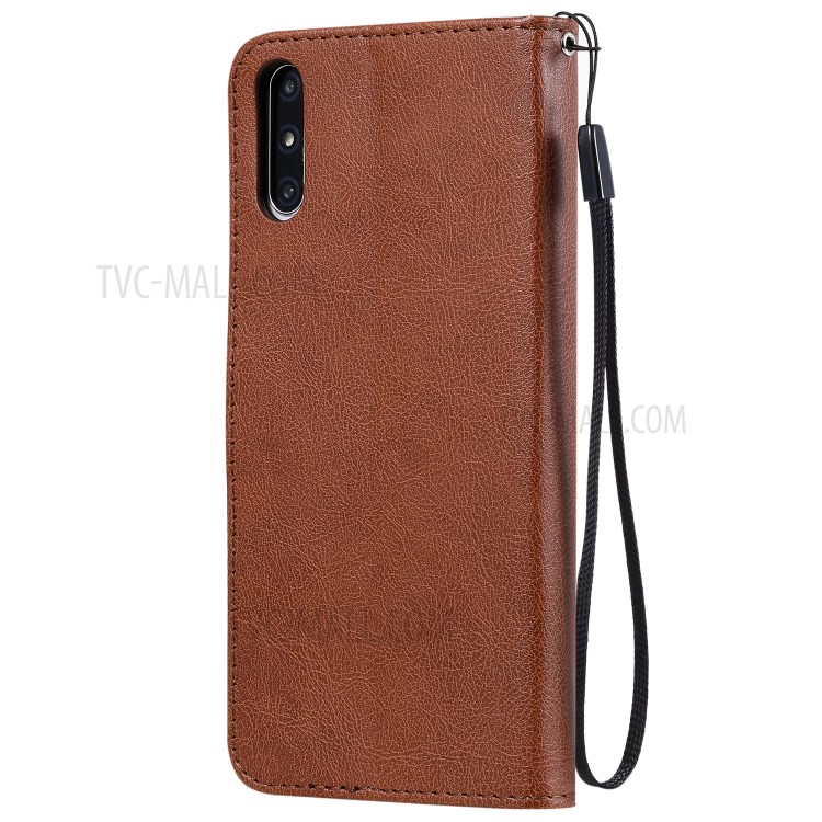 Wallet Stand Flip Leather Phone Cover for Huawei Enjoy 10e - Brown-3