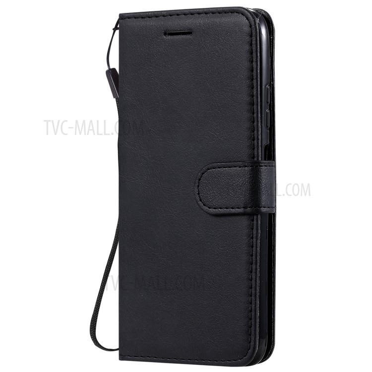 Solid Color PU Leather Case Phone Flip Cover with Strap for Huawei P40 lite/nova 6 SE/Nova 7i - Black-2