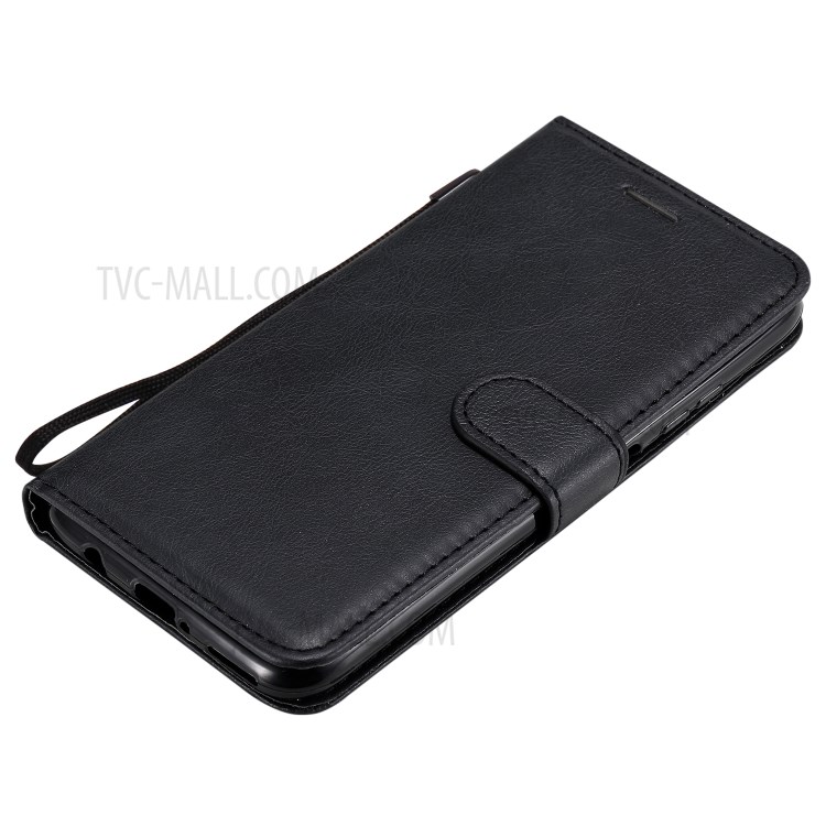 Solid Color PU Leather Case Phone Flip Cover with Strap for Huawei P40 lite/nova 6 SE/Nova 7i - Black-5