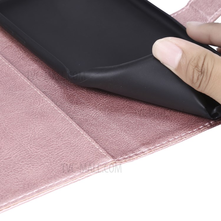 Solid Color PU Leather Case Phone Flip Cover with Strap for Huawei P40 lite/nova 6 SE/Nova 7i - Rose Gold-10