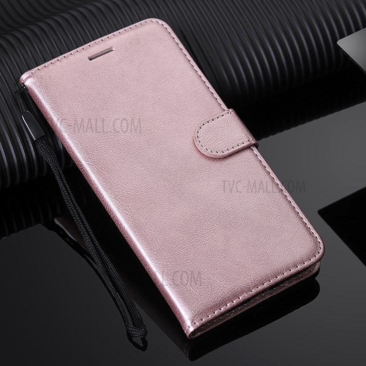 Solid Color PU Leather Case Phone Flip Cover with Strap for Huawei P40 lite/nova 6 SE/Nova 7i - Rose Gold-11