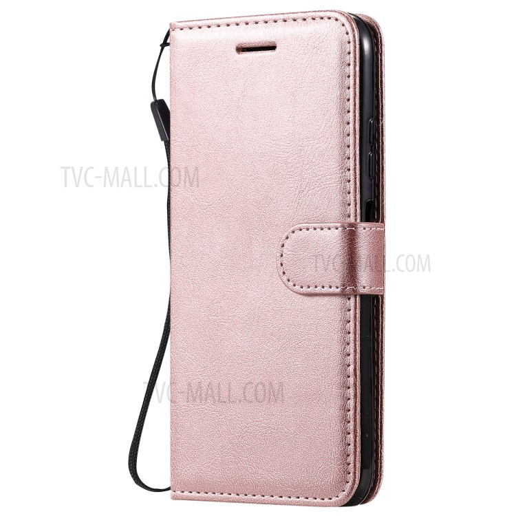 Solid Color PU Leather Case Phone Flip Cover with Strap for Huawei P40 lite/nova 6 SE/Nova 7i - Rose Gold-2