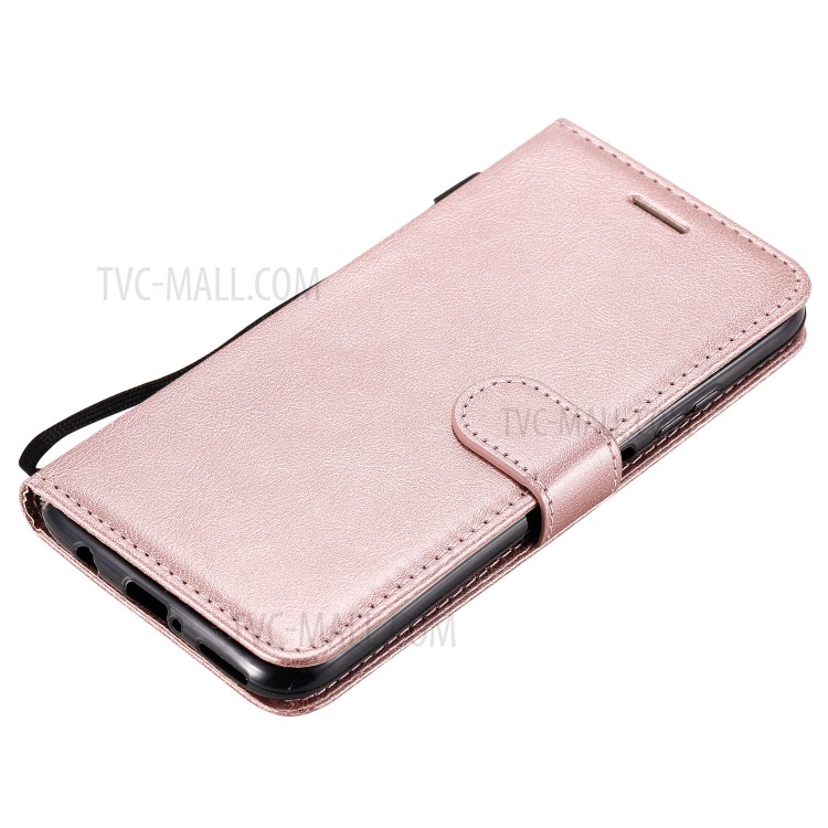 Solid Color PU Leather Case Phone Flip Cover with Strap for Huawei P40 lite/nova 6 SE/Nova 7i - Rose Gold-5